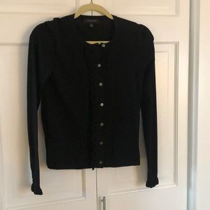 Black Ann Taylor ruffle front cardigan